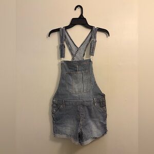 Striped Denim Overalls